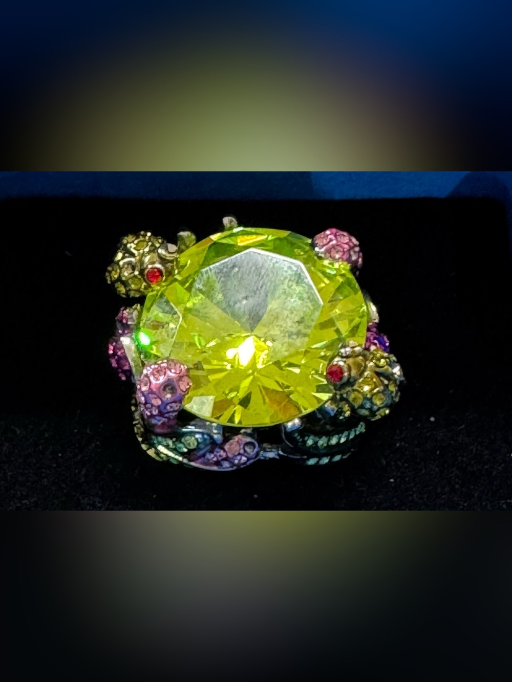 Vibrant Large Crystal Statement Ring - size 8 1/2